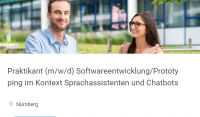 Towards entry "Stellenangebot: Praktikant (m/w/d) Softwareentwicklung/Prototyping im Kontext Sprachassistenten und Chatbots"