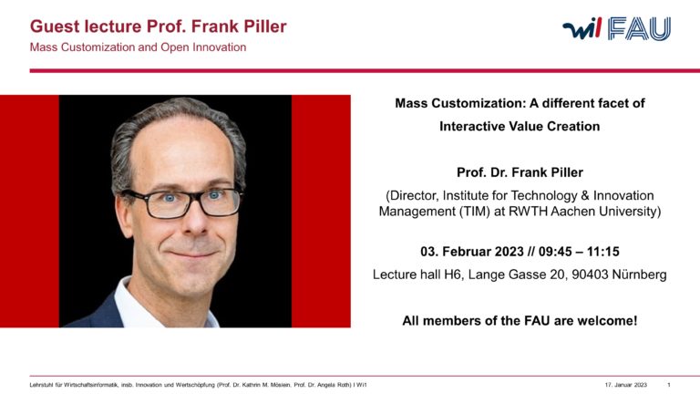 Guest Lecture @Wi1 with Prof. Frank Piller 3 February 2023