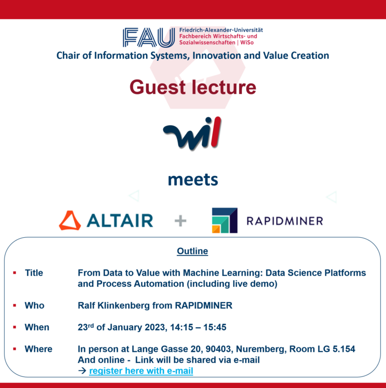 Guest Lecture @Wi1 with Rapidminer 23rd January 2023
