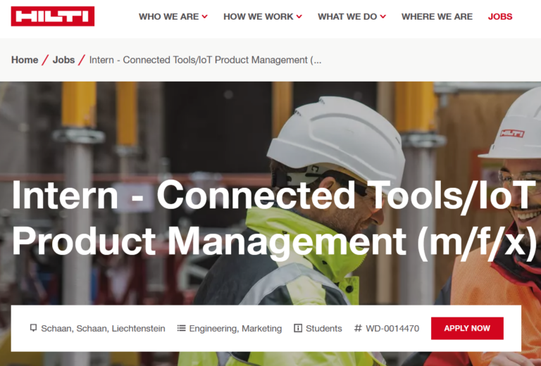 Hilti Job Offer – Connected Tools/IoT Product Management (m/w/d)